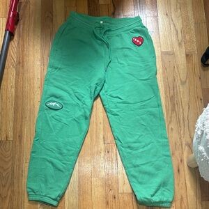 Aerie Kids Green Sweatpants with Heart Patch